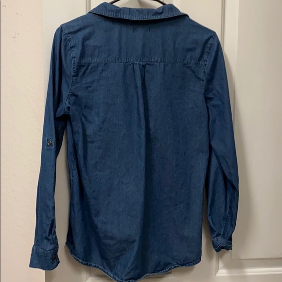 CHAMBRAY collared half button top - Picture 4 of 5
